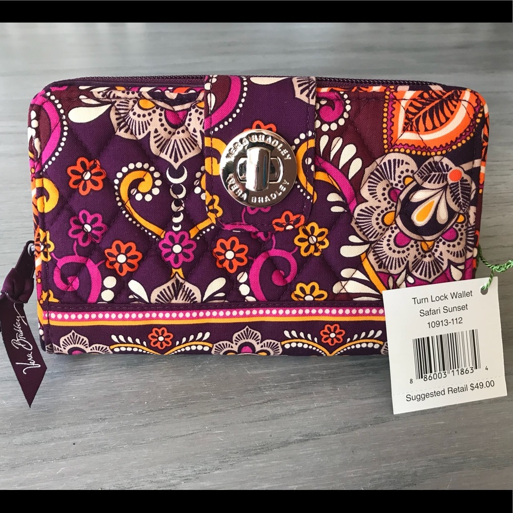 NWT Vera Bradley Turn Lock Wallet - Safari Sunset